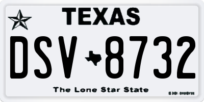 TX license plate DSV8732
