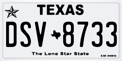 TX license plate DSV8733