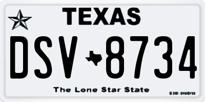 TX license plate DSV8734