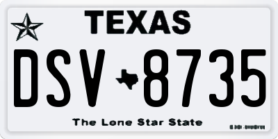 TX license plate DSV8735