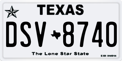 TX license plate DSV8740