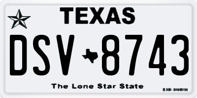 TX license plate DSV8743