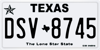 TX license plate DSV8745