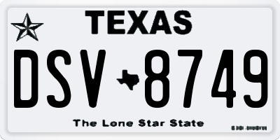 TX license plate DSV8749