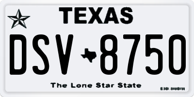 TX license plate DSV8750