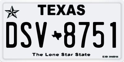 TX license plate DSV8751