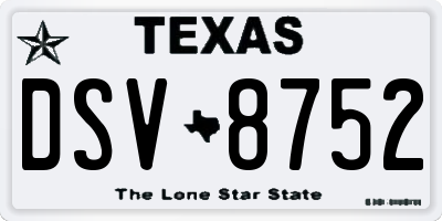 TX license plate DSV8752