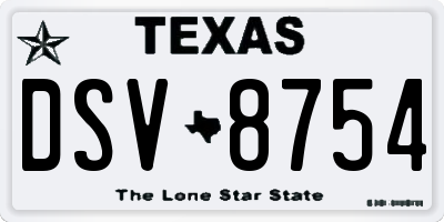 TX license plate DSV8754