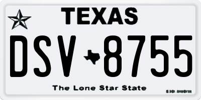 TX license plate DSV8755