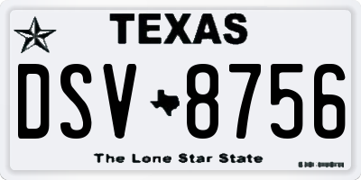 TX license plate DSV8756