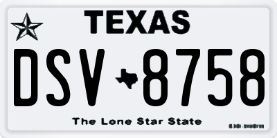 TX license plate DSV8758