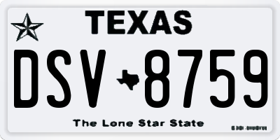 TX license plate DSV8759