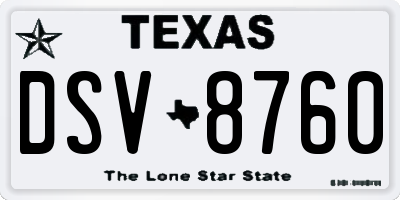 TX license plate DSV8760