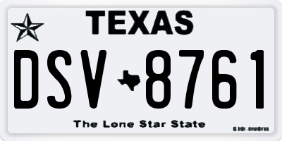 TX license plate DSV8761