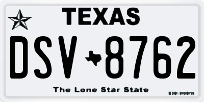 TX license plate DSV8762