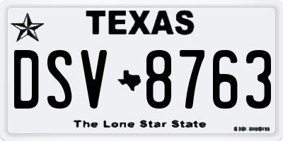 TX license plate DSV8763