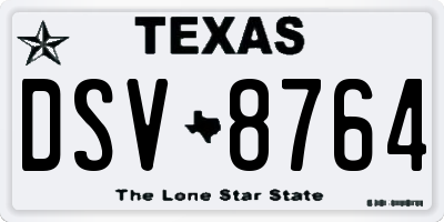 TX license plate DSV8764