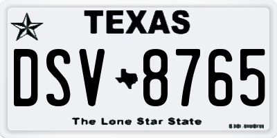 TX license plate DSV8765