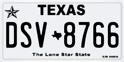TX license plate DSV8766
