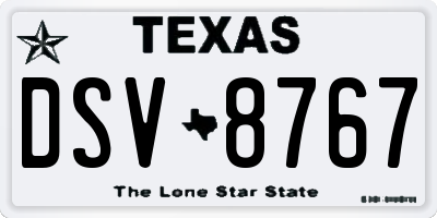 TX license plate DSV8767