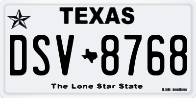 TX license plate DSV8768