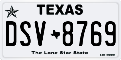 TX license plate DSV8769