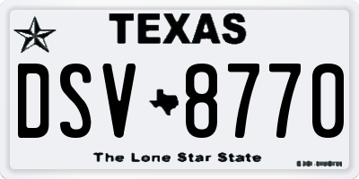 TX license plate DSV8770