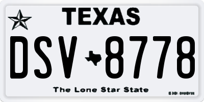 TX license plate DSV8778