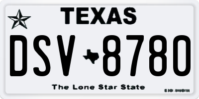 TX license plate DSV8780