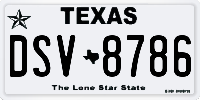 TX license plate DSV8786