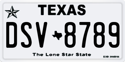 TX license plate DSV8789