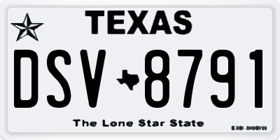 TX license plate DSV8791