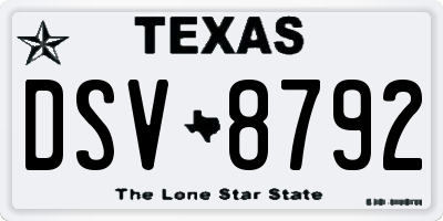 TX license plate DSV8792