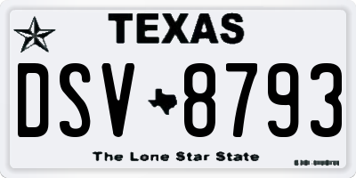 TX license plate DSV8793