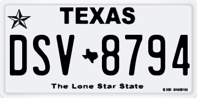 TX license plate DSV8794