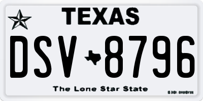TX license plate DSV8796
