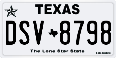 TX license plate DSV8798