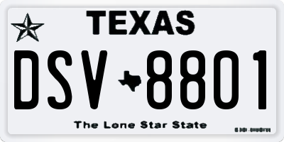 TX license plate DSV8801