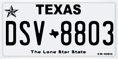 TX license plate DSV8803