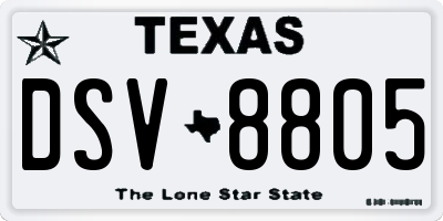TX license plate DSV8805