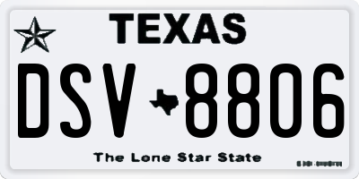 TX license plate DSV8806