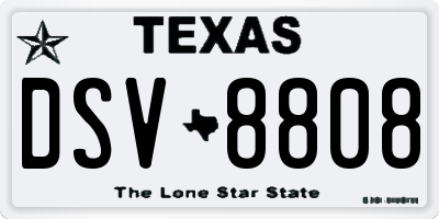 TX license plate DSV8808