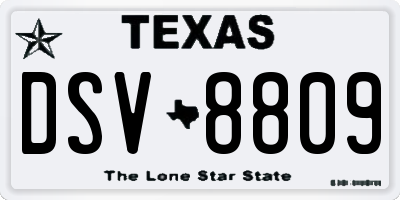TX license plate DSV8809