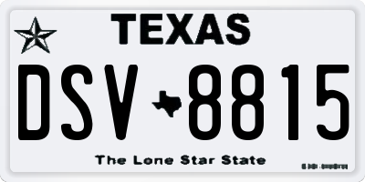 TX license plate DSV8815