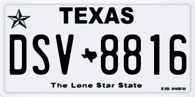 TX license plate DSV8816