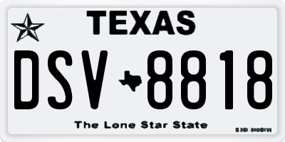 TX license plate DSV8818