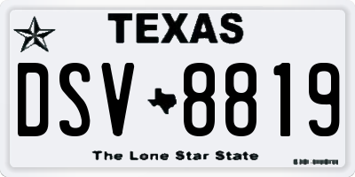 TX license plate DSV8819