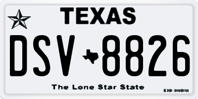 TX license plate DSV8826