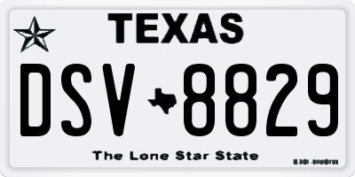 TX license plate DSV8829