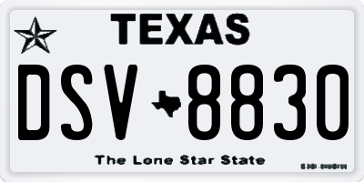 TX license plate DSV8830